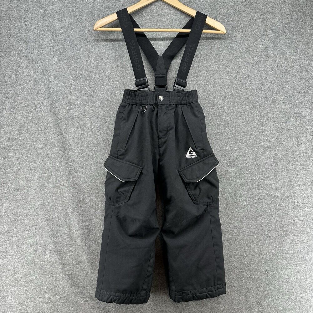 Gerry Kids Snow Pants XS 5/6 Black Overalls Adjustable Strap Black Ski Snowboard